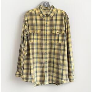 RedHead Brand‎ Co Button Shirt Yellow Brown Plaid Cotton Gorpcore Size Large